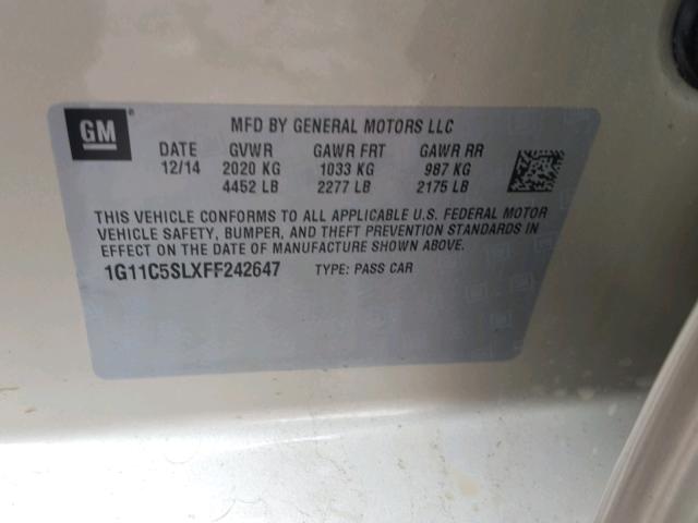 1G11C5SLXFF242647 - 2015 CHEVROLET MALIBU 1LT 金色 照片 10