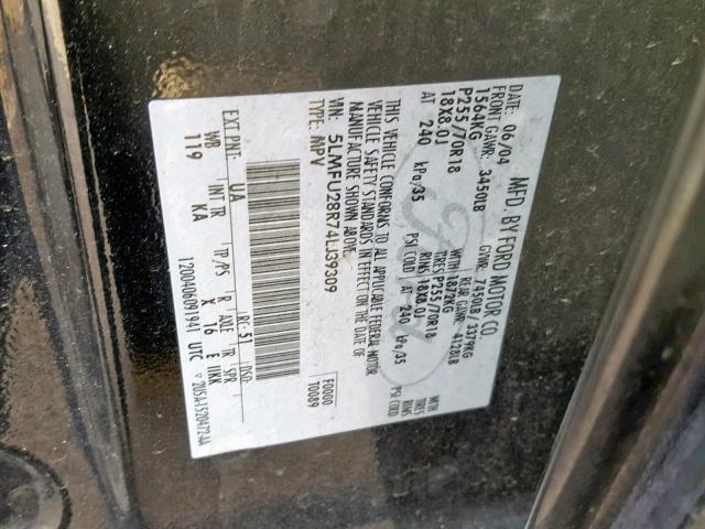 5LMFU28R74LJ39309 - 2004 LINCOLN NAVIGATOR Qara foto 10