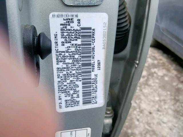 4T1BE32K73U162548 - 2003 TOYOTA CAMRY LE SILVER photo 10
