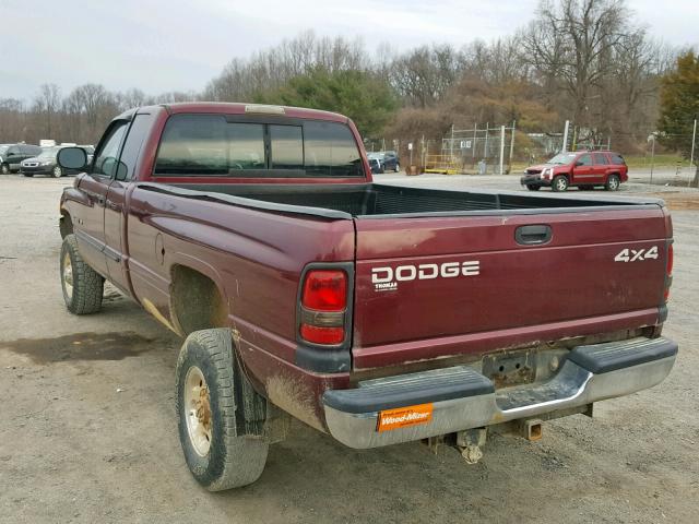 3B7KF23ZX1G708606 - 2001 DODGE RAM 2500 MAROON photo 3