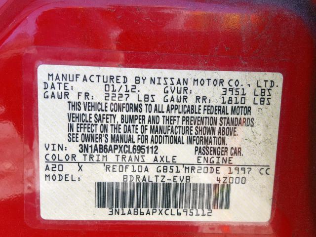 3N1AB6APXCL695112 - 2012 NISSAN SENTRA 2.0 RED photo 10