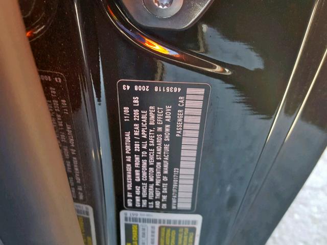WVWFA71F79V017123 - 2009 VOLKSWAGEN EOS LUX 黑色 照片 10