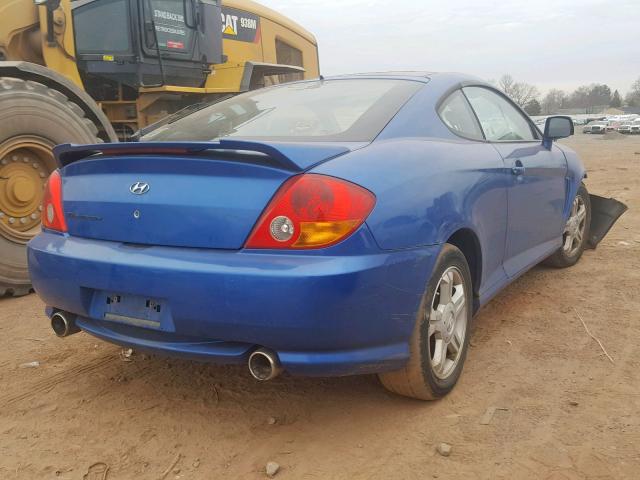 KMHHM65D44U137832 - 2004 HYUNDAI TIBURON BLUE photo 4