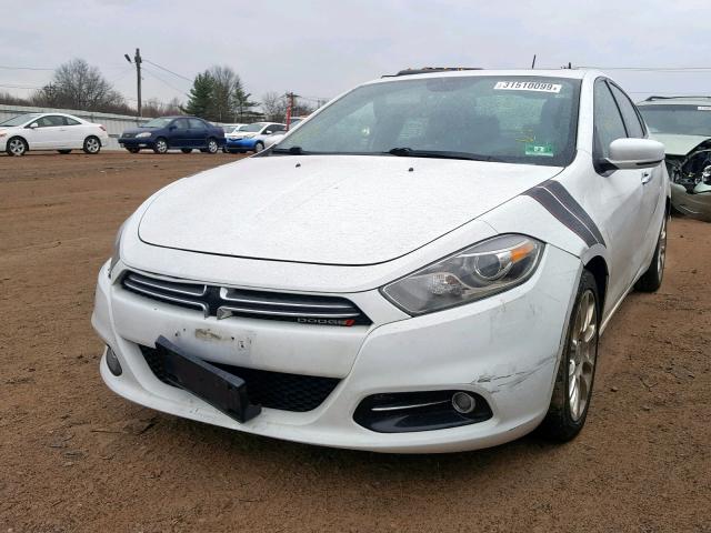 1C3CDFCH9DD133400 - 2013 DODGE DART LIMIT WHITE photo 2