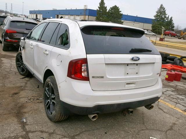 2FMDK3JC1EBA37257 - 2014 FORD EDGE SEL WHITE photo 3