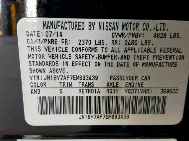 JN1BV7AP7EM693439 - 2014 INFINITI Q50 BASE BLACK photo 10