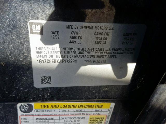 1G1ZC5EBXAF173294 - 2010 CHEVROLET MALIBU 1LT 黑色 照片 10