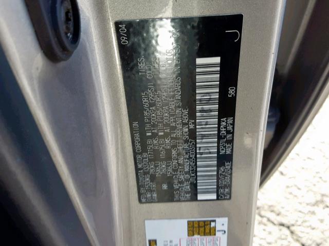 JTLKT324554003157 - 2005 TOYOTA SCION XB 银色 照片 10