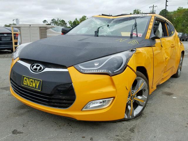 KMHTC6AD4FU242389 - 2015 HYUNDAI VELOSTER YELLOW photo 2