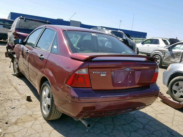 1FAHP34N37W299048 - 2007 FORD FOCUS ZX4 MAROON photo 3