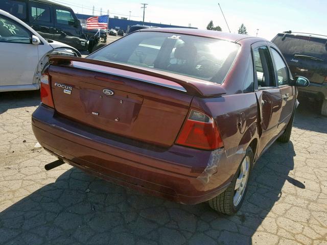 1FAHP34N37W299048 - 2007 FORD FOCUS ZX4 MAROON photo 4