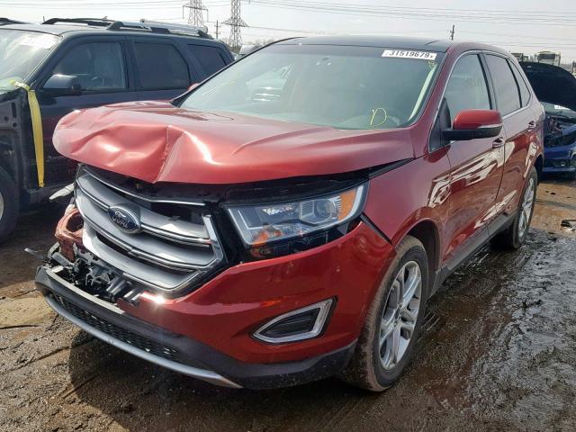 2FMTK3K84FBC37637 - 2015 FORD EDGE TITAN RED photo 2