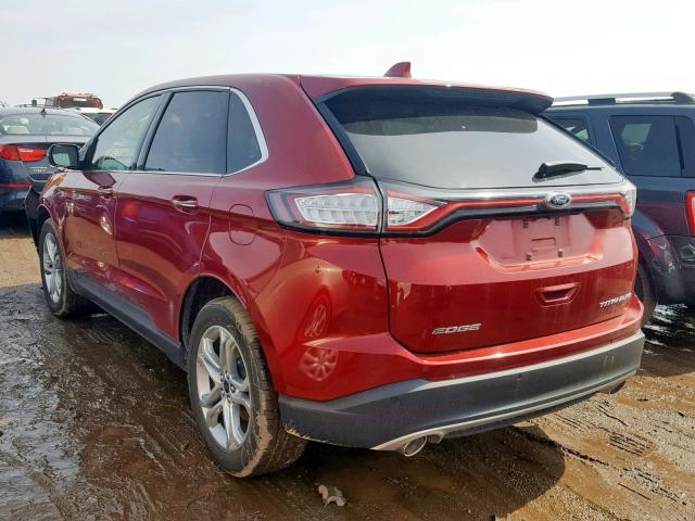 2FMTK3K84FBC37637 - 2015 FORD EDGE TITAN RED photo 3