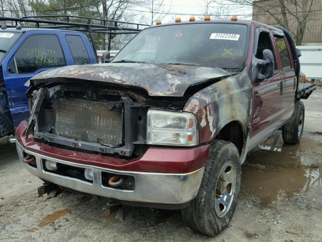 1FTWW31P75EA14848 - 2005 FORD F350 SRW S MAROON photo 2