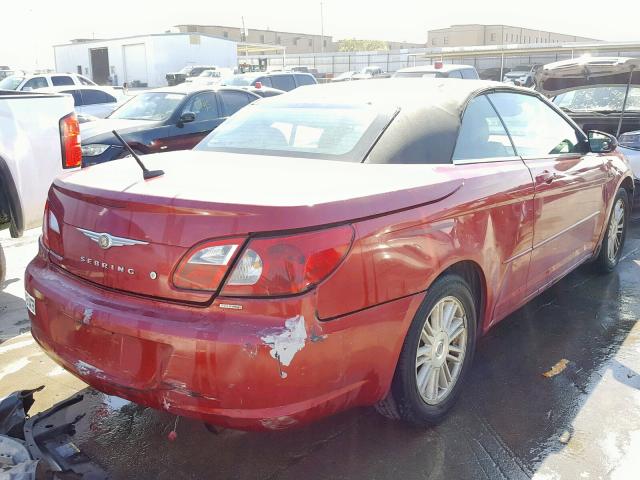 1C3LC55R58N626249 - 2008 CHRYSLER SEBRING TO BURGUNDY photo 4