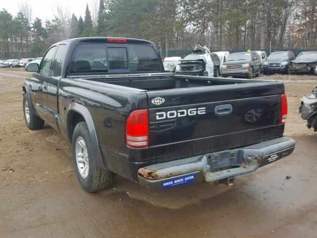 1B7GL12X42S641388 - 2002 DODGE DAKOTA BAS BLACK photo 3