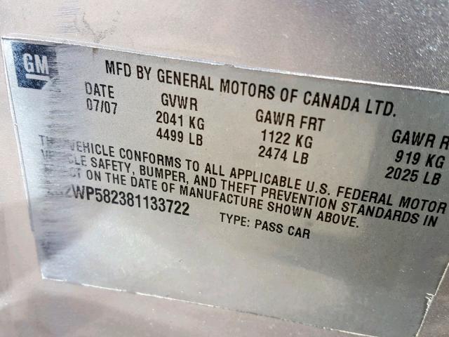 2G2WP582381133722 - 2008 PONTIAC GRAND PRIX SILVER photo 10