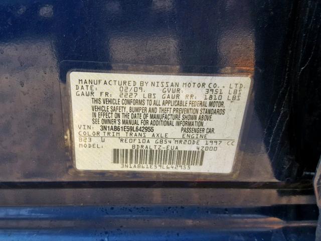 3N1AB61E59L642955 - 2009 NISSAN SENTRA 2.0 BLUE photo 10