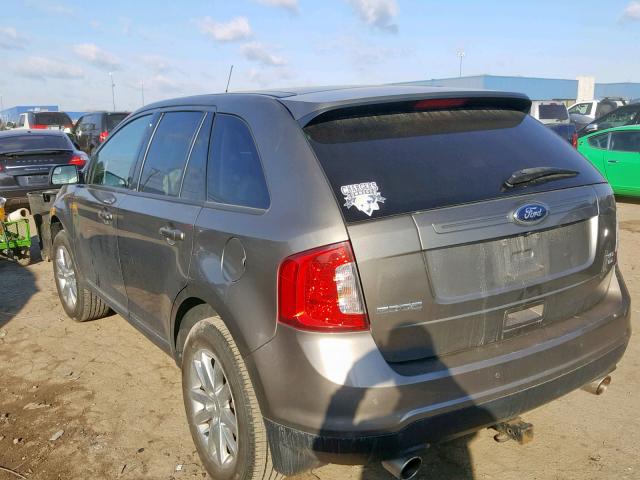 2FMDK4JC1DBA27591 - 2013 FORD EDGE SEL GRAY photo 3