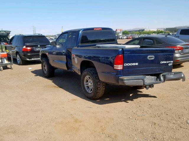 1D7HG12K44S750004 - 2004 DODGE DAKOTA SXT BLUE photo 3