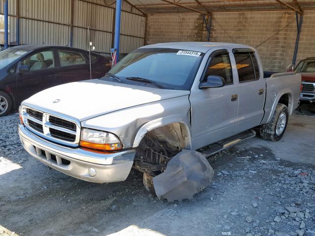 1D7HL48N74S639591 - 2004 DODGE DAKOTA QUA SILVER photo 2