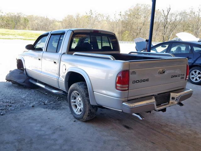 1D7HL48N74S639591 - 2004 DODGE DAKOTA QUA SILVER photo 3