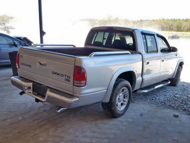 1D7HL48N74S639591 - 2004 DODGE DAKOTA QUA SILVER photo 4