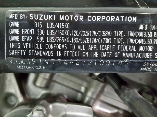 JS1VT54A272100185 - 2007 SUZUKI SV1000 S BLUE photo 20