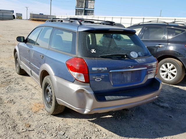 4S4BP60C387353185 - 2008 SUBARU OUTBACK BLUE photo 3