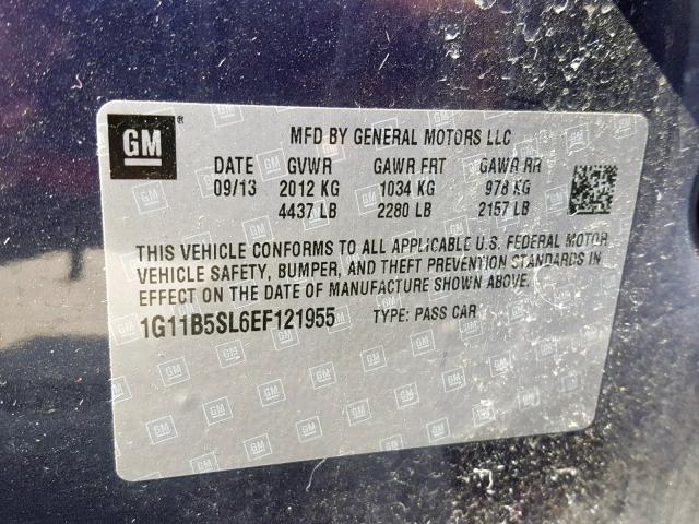 1G11B5SL6EF121955 - 2014 CHEVROLET MALIBU LS 蓝色 照片 10