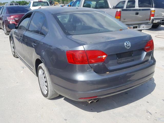 3VW2K7AJ4CM332234 - 2012 VOLKSWAGEN JETTA BASE GRAY photo 3