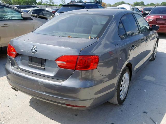 3VW2K7AJ4CM332234 - 2012 VOLKSWAGEN JETTA BASE GRAY photo 4