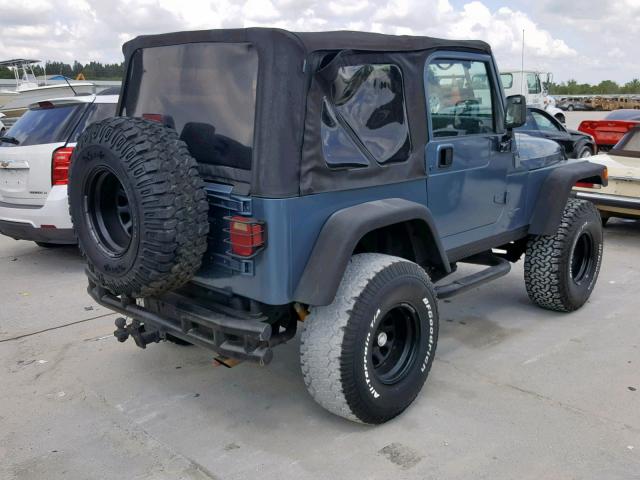 1J4FY29P2XP451196 - 1999 JEEP WRANGLER / BLUE photo 4