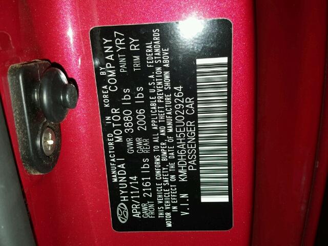 KMHDH6AH5EU029264 - 2014 HYUNDAI ELANTRA CO RED photo 10