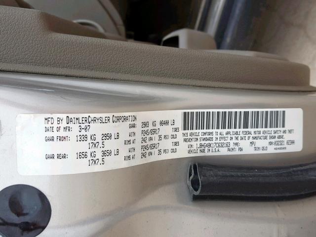 1J8HG48K17C632163 - 2007 JEEP COMMANDER 米色 照片 10