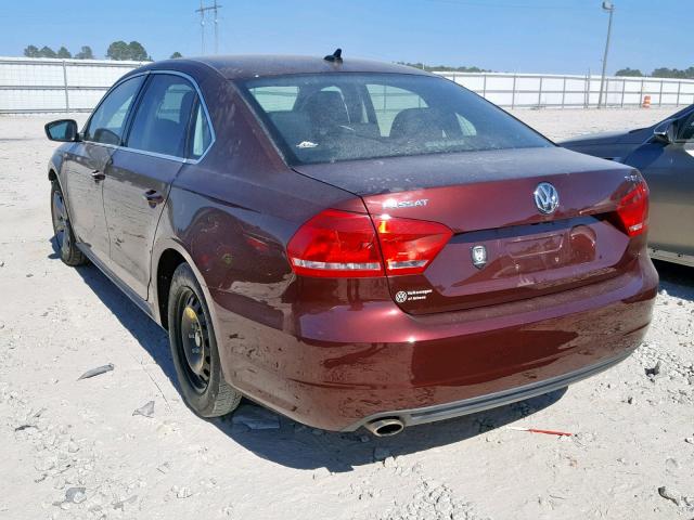 1VWBT7A3XEC061697 - 2014 VOLKSWAGEN PASSAT SE BURGUNDY photo 3