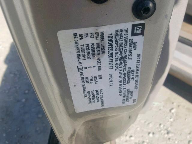 1GNDV23L36D121747 - 2006 CHEVROLET UPLANDER L 金色 照片 10