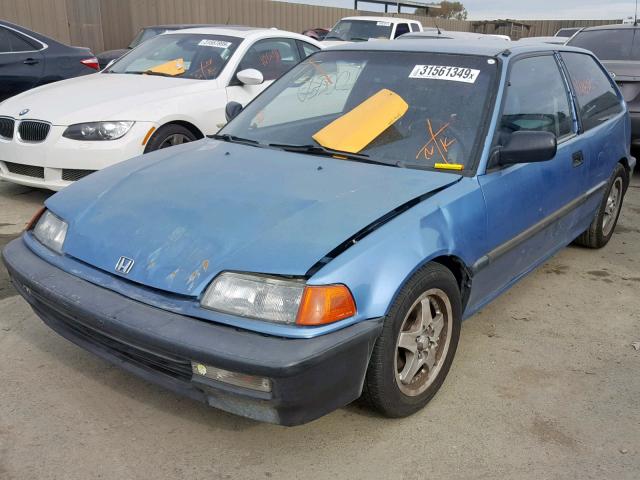 2HGED6342MH571794 - 1991 HONDA CIVIC BLUE photo 2