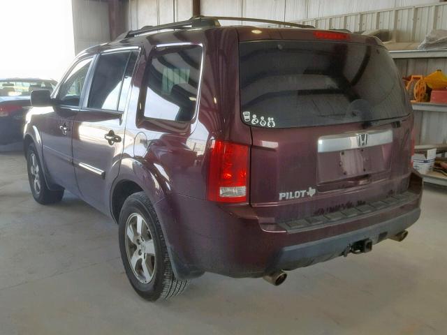 5FNYF3H7XBB047786 - 2011 HONDA PILOT EXLN MAROON photo 3