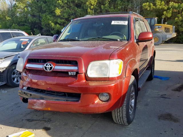 5TDBT48A16S264371 - 2006 TOYOTA SEQUOIA LI BURGUNDY photo 2