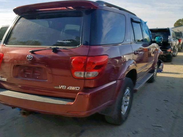 5TDBT48A16S264371 - 2006 TOYOTA SEQUOIA LI BURGUNDY photo 4