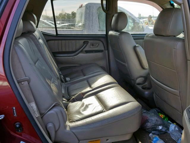 5TDBT48A16S264371 - 2006 TOYOTA SEQUOIA LI BURGUNDY photo 6