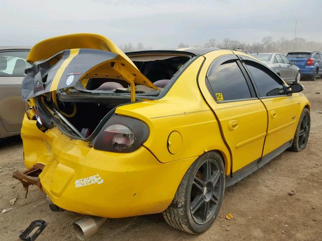 1B3ES76F34D564830 - 2004 DODGE NEON R/T YELLOW photo 4