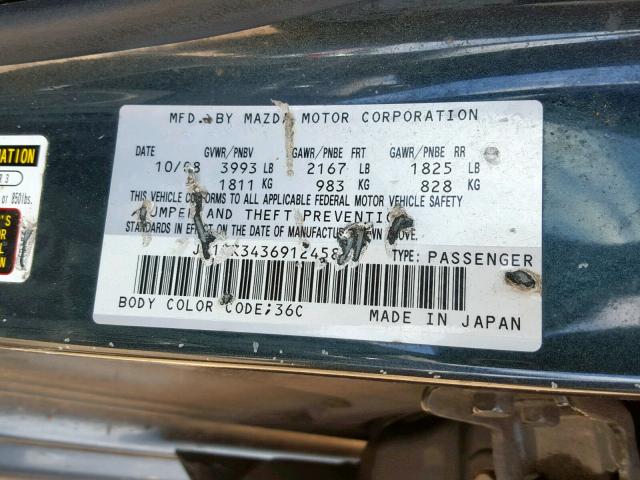 JM1BK343691245871 - 2009 MAZDA 3 S BLUE photo 10