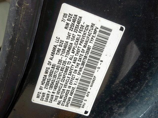 5FNRL38875B126987 - 2005 HONDA ODYSSEY TO BLUE photo 10