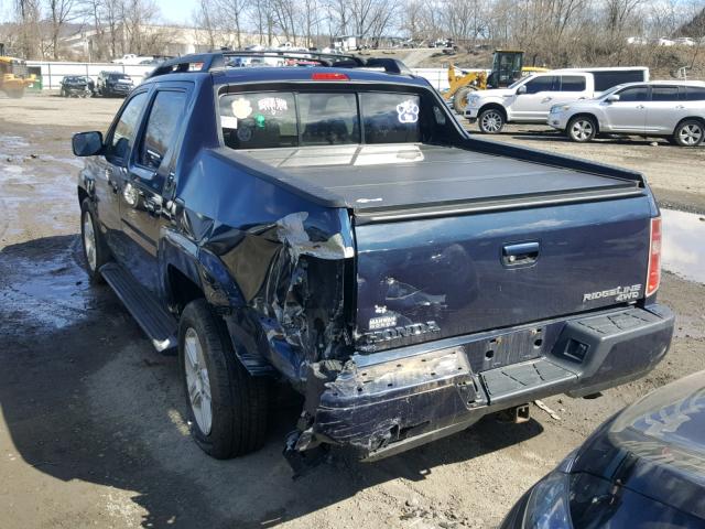 5FPYK1F54BB006191 - 2011 HONDA RIDGELINE BLUE photo 3