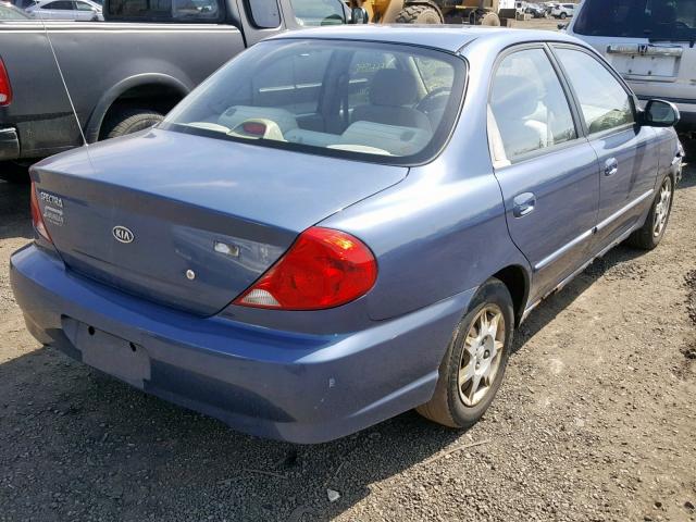 KNAFB121035261570 - 2003 KIA SPECTRA BA BLUE photo 4