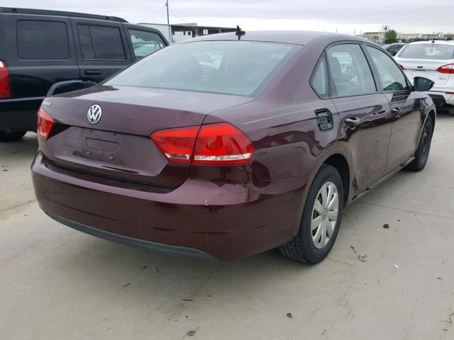 1VWAP7A38CC033278 - 2012 VOLKSWAGEN PASSAT S BURGUNDY photo 4