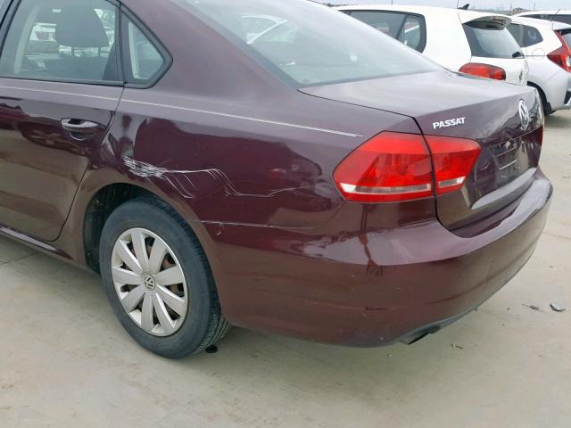 1VWAP7A38CC033278 - 2012 VOLKSWAGEN PASSAT S BURGUNDY photo 9