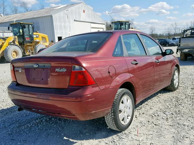 1FAHP34N47W156304 - 2007 FORD FOCUS ZX4 MAROON photo 4